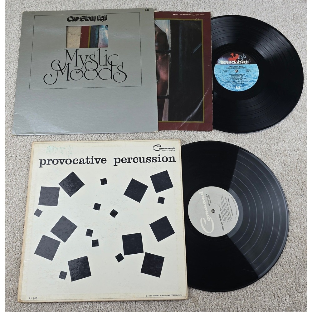 Vintage Vinyl LP Lot Mystic Moods One Stormy Night Provocative Percussion 1959
